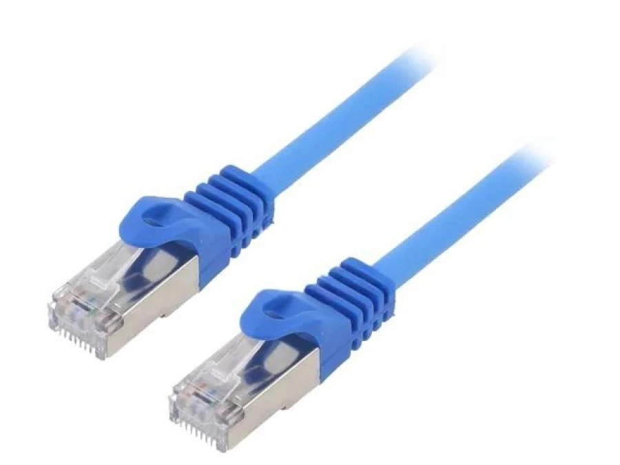 Patch cord F/UTP, Cat 6, RJ45 wtyk z obu stron, linka, CCA, 1m, PVC, niebieski PP6‑1M/B