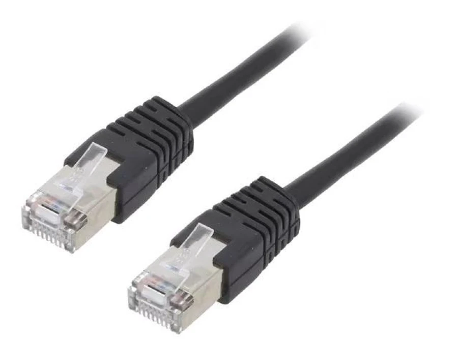 Patch cord F/UTP, Cat 5e, RJ45 wtyk z obu stron, linka, CCA, 0,5m PP22‑0.5M/BK