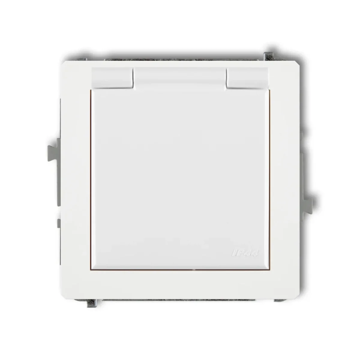 DECO Mechanizm gniazda bryzgoszczelnego z uziemieniem SCHUKO 2P+Z (klapka biała, przesłony torów prądowych) biały DGPB-1SP