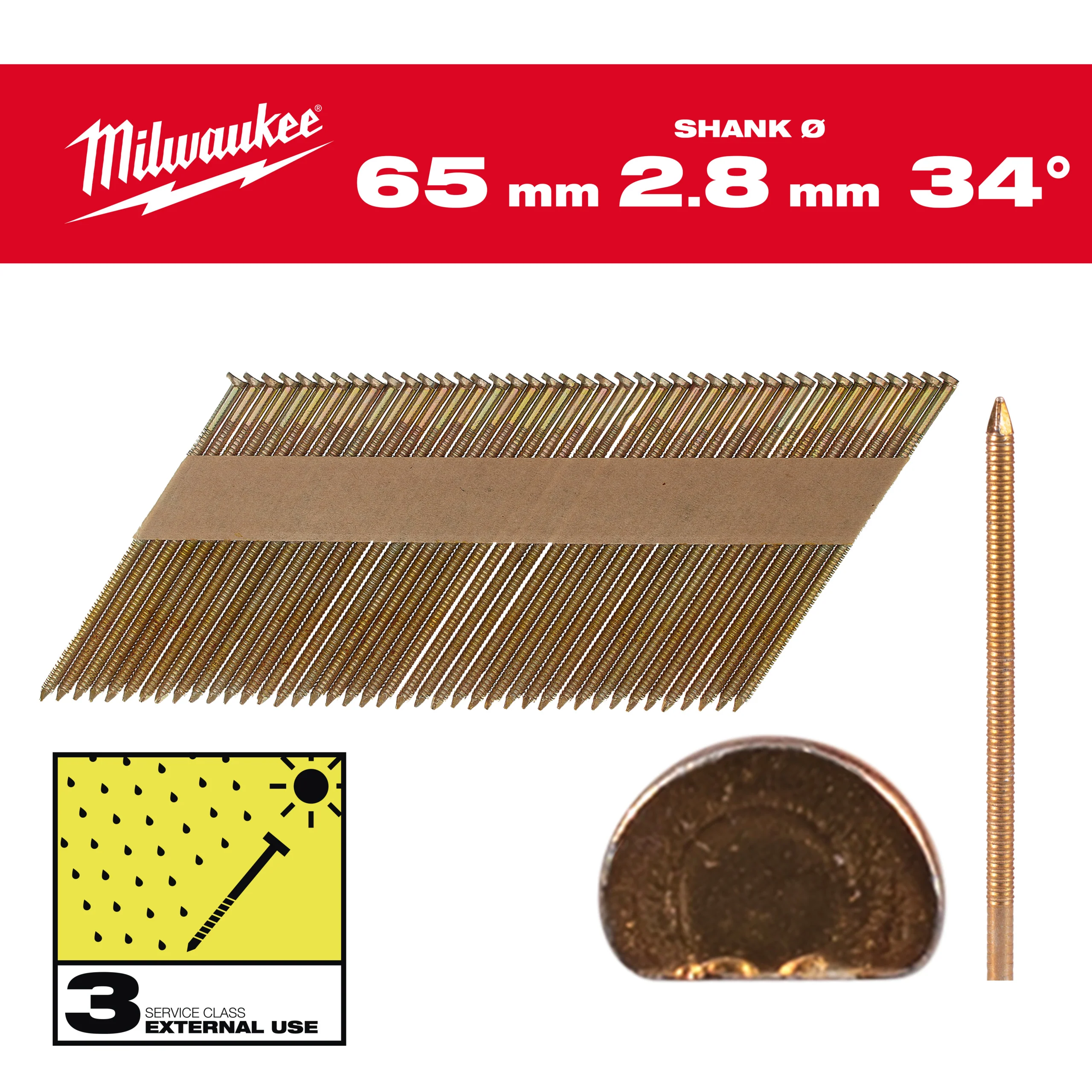 Milwaukee Gwoździe pierścieniowe ocynkowane ogniowo 63mm 2200szt – M18FFN