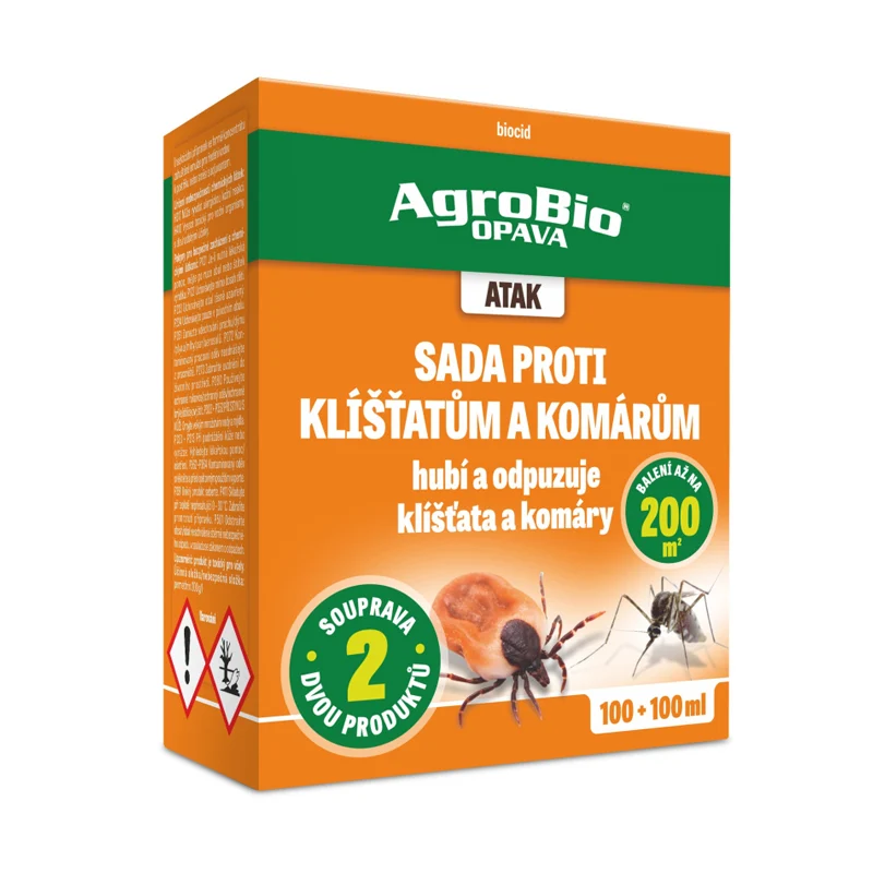 Sada proti klíšťatům a komárům AGROBIO Atak 200ml – rozbaleno / bez obalu / kompletní