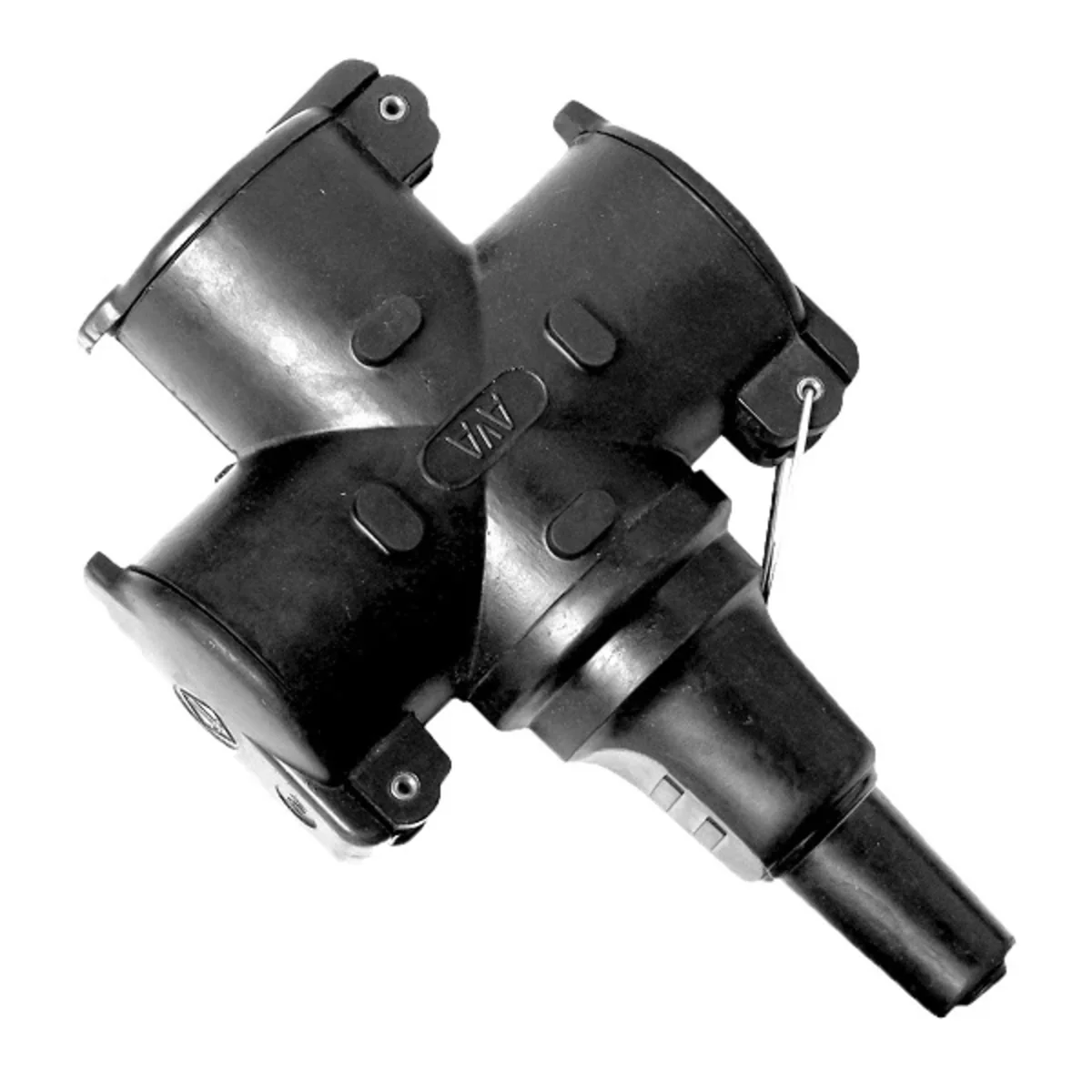 Gniazdo przenośne potrójne gumowe 16A 2P+Z 230V IP44 z bolcem czarne 9002266