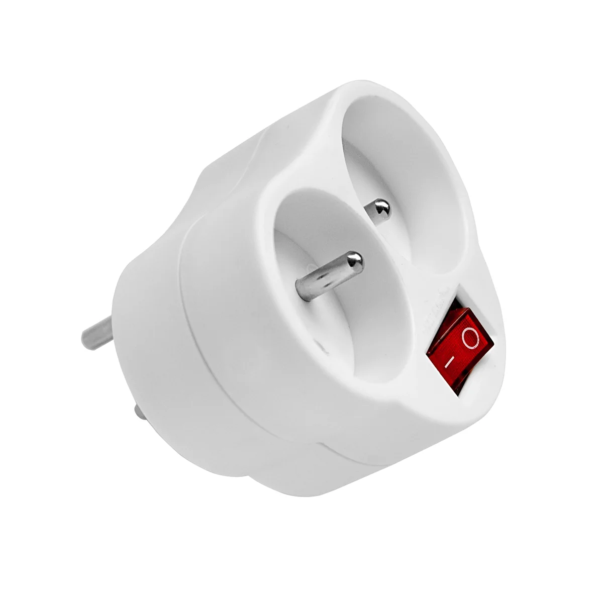 Rozgałęźnik 2-krotny 2x2P+Z gniazdo okrągłe z podświetlanym wyłącznikiem 250V~/16A biały RC-20W RC-20W