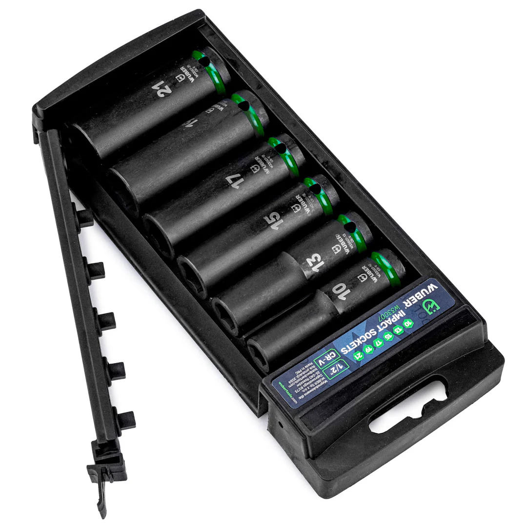 Zestaw nasadek udarowych długich 6 sztuk 1/2″ 6-k¹tne WUBER