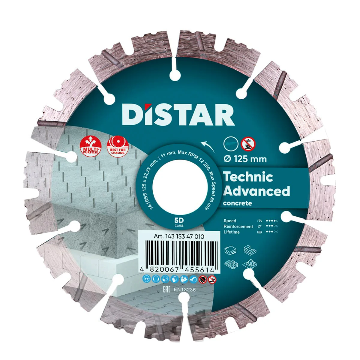 DISTAR Tarcza diamentowa do betonu TECHNIC ADVANCED 125×2,2×22,23 14315347010