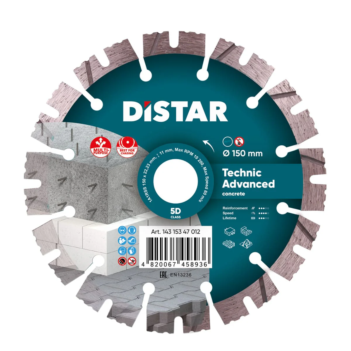 DISTAR Tarcza diamentowa do betonu TECHNIC ADVANCED 150×2,3×22,23 14315347012