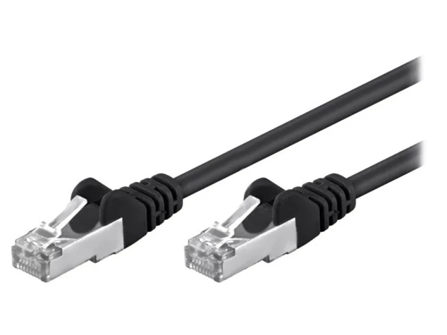 Patch cord F/UTP 5e linka CCA PVC czarny 25m 26AWG 95618