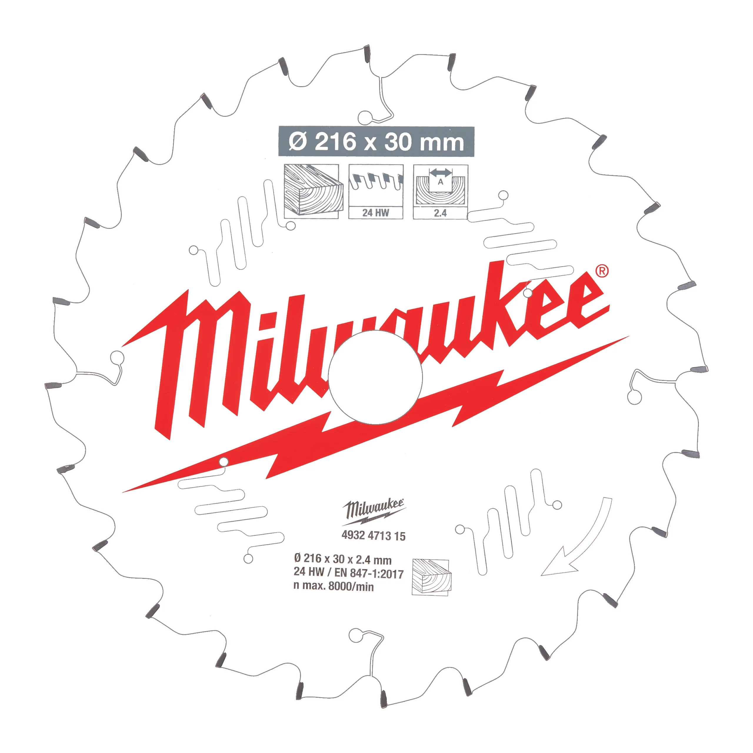 Milwaukee Tarcza pilarska 216X30X2.4X24ATB NEG.