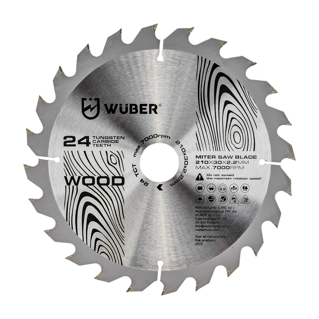 Tarcza widiowa do drewna 210×30 mm 24T WUBER