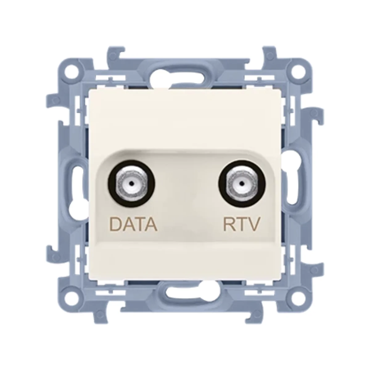 SIMON 10 Gniazdo antenowe końcowe RTV-DATA (moduł) 1x wejście 5÷1000 MHz, Wyjście 2x „F” (DATA: 5÷1000 MHz) (RTV: 88÷1000 MHz), kremowe CAD1.01/41