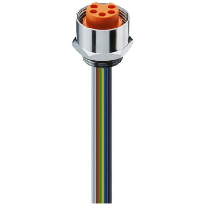 Panelowe złącze zasilające 7/8 żeńskie montaż frontowy, 5‑PIN(4+PE) srebrna obudowa 230 VAC/DC 9 A 0.50 mm2 RKF 50/11‑04