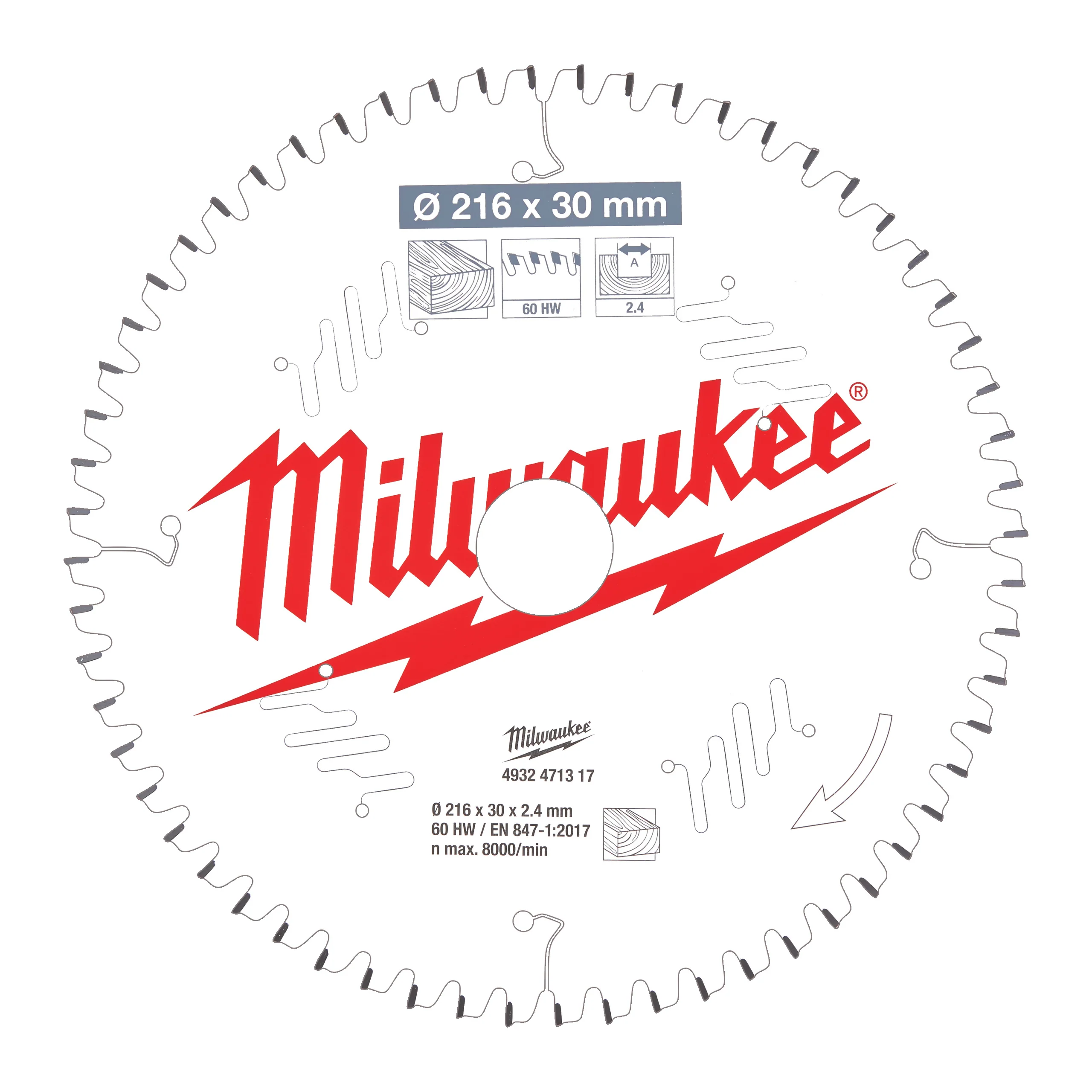 Milwaukee Tarcza pilarska 216X30X2.4X60ATB NEG.