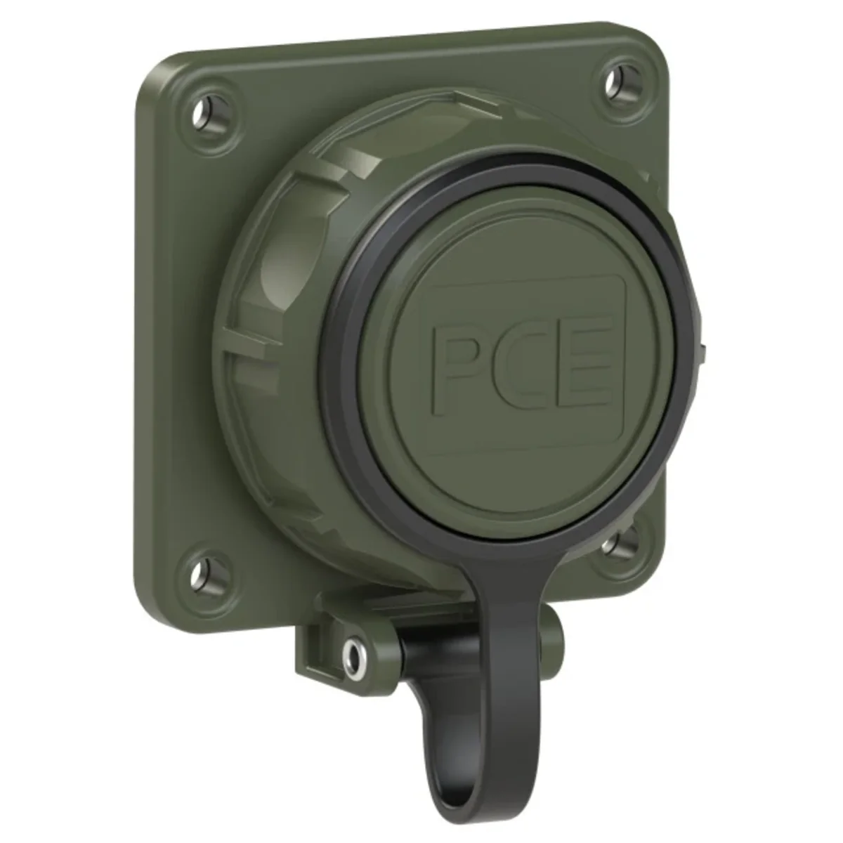 Gniazdo tablicowe NAUTILUS schuko wojskowe z elastycznym połaczeniem pokrywy 16A 2P+Z 230V 50/60Hz IP66/68, tylne podłączenie, kołnierz 75X75, styki niklowane 20351-8U