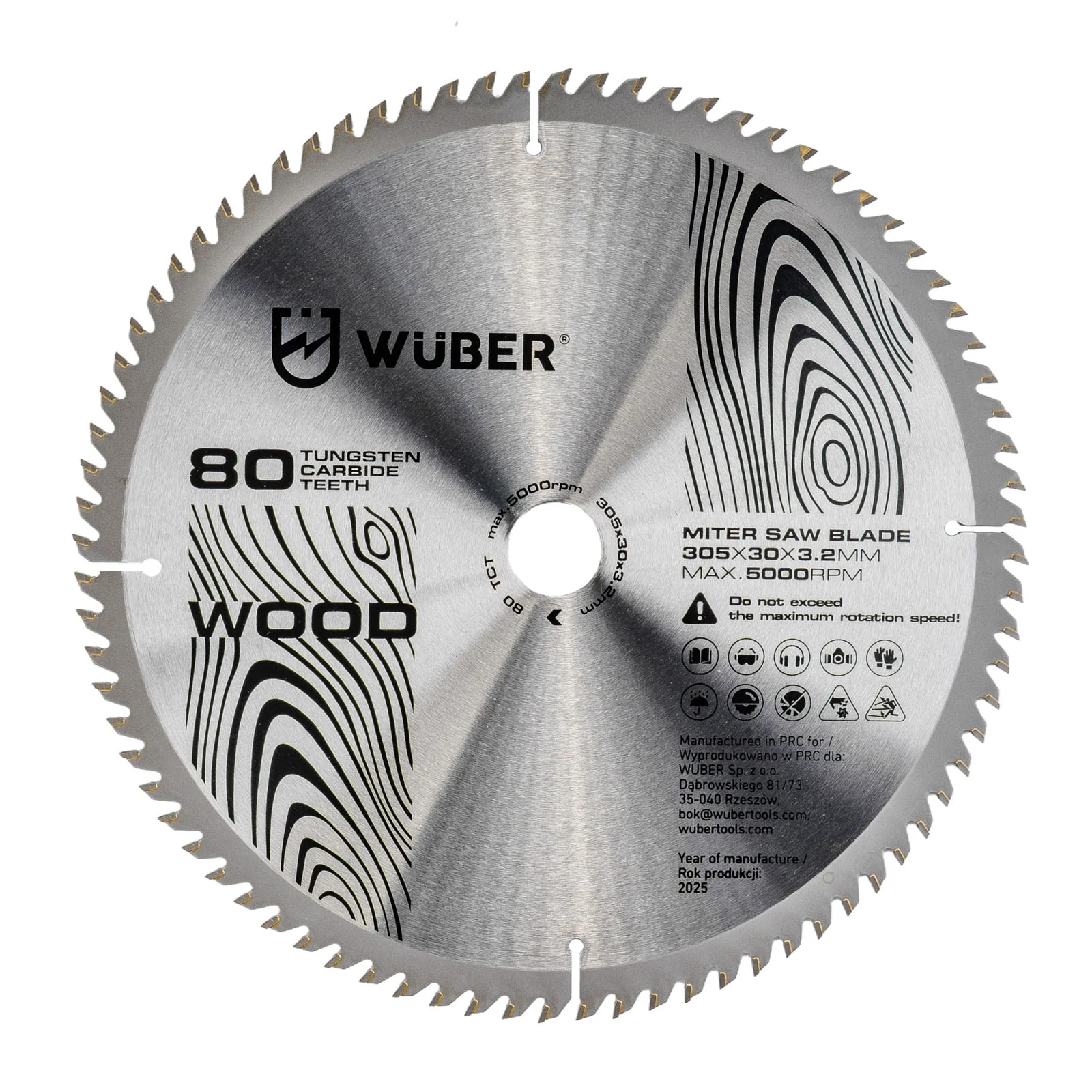 Tarcza widiowa do drewna 305×30 mm 80T WUBER