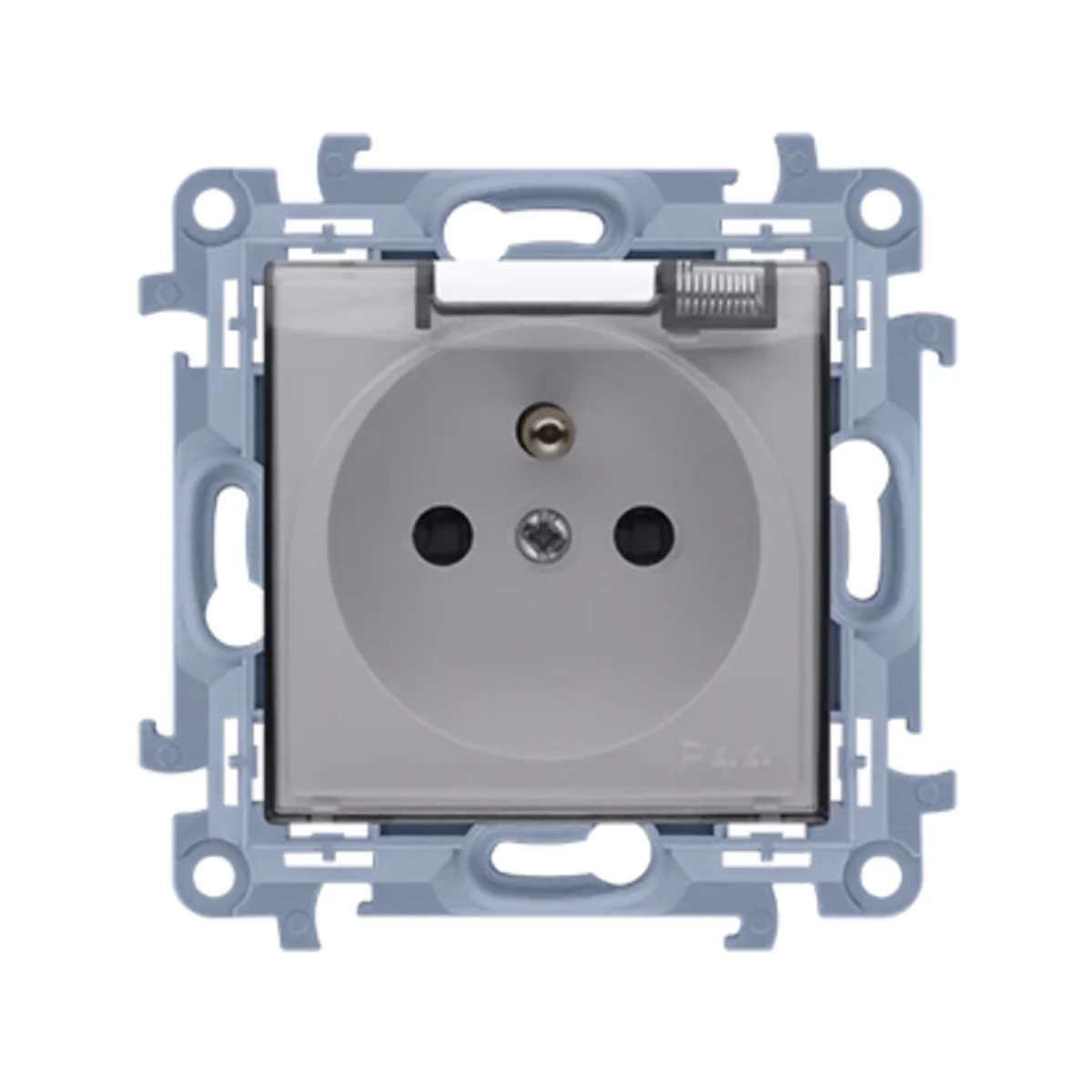 Simon 10 WC-GZ1BCxxx-01-11A Gniazdo wtyczkowe z uziemieniem do wersji IP44 z uszczelką – klapka transparentna (moduł) 16A, 250V~, szybkozłącza; biały CGZ1BC.01/11A