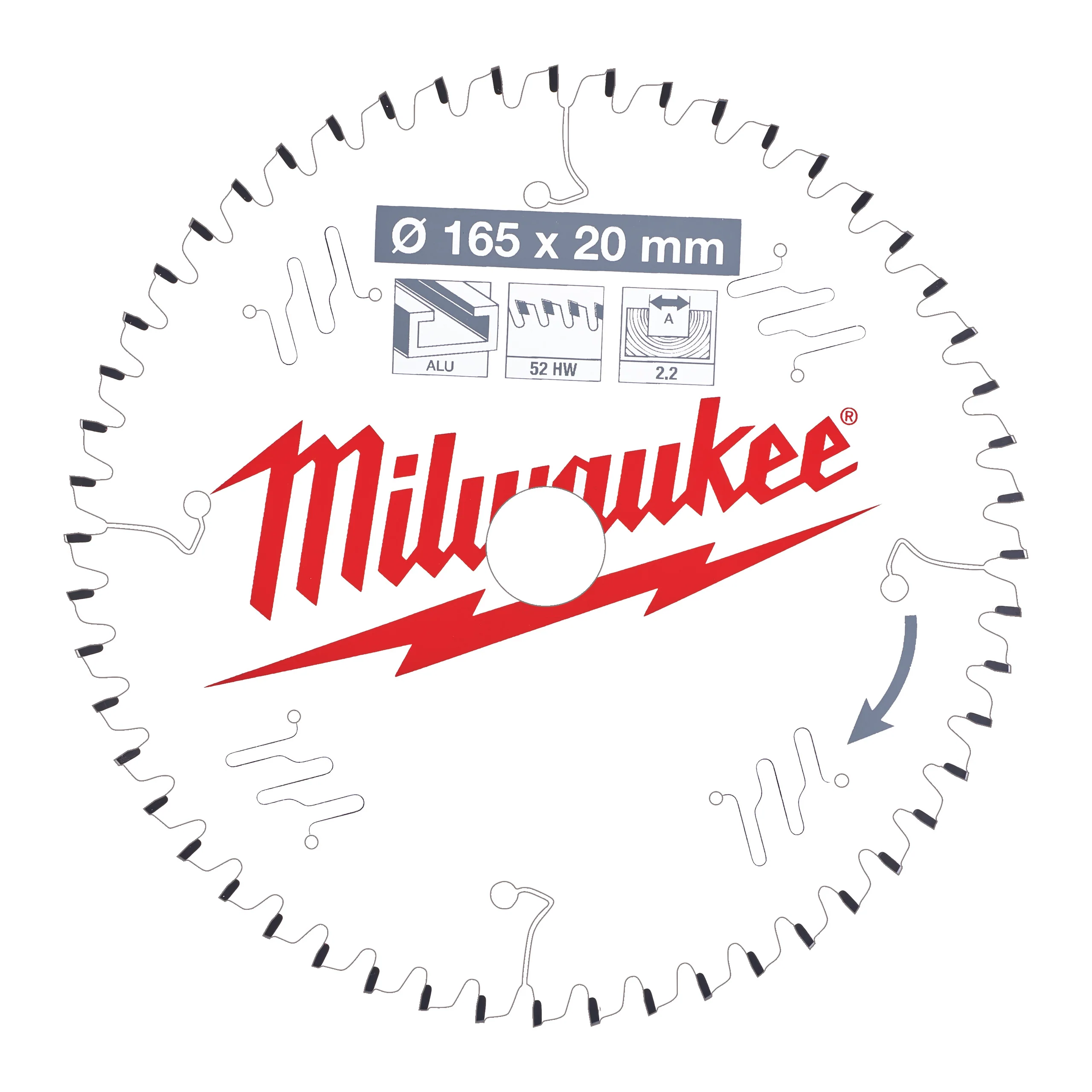Milwaukee Tarcza pilarska ALU165X20X2.2X52TF NEG.