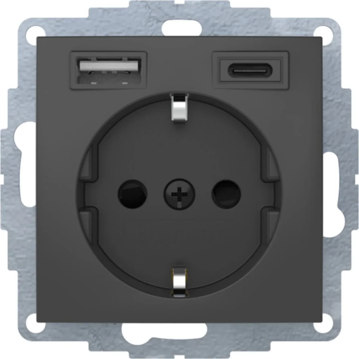 B.x Gniazdo SCHUKO z gn. ładowania USB A+C 2.4/3.0 A; samozaciski; antracyt mat 48041606