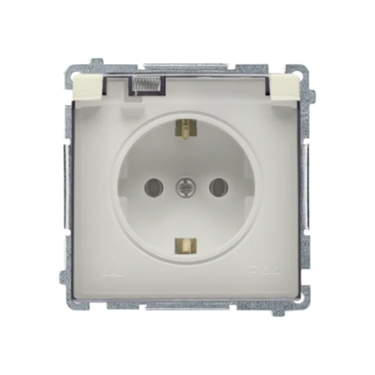 Simon Basic WMBW-53111x-9011 Gniazdo wtyczkowe Schuko do wersji IP44 z przesłonami (moduł) 16A, 250V~,zaciski śrubowe; klapka transparentna; beż BMGSZ1BZ.01/12A