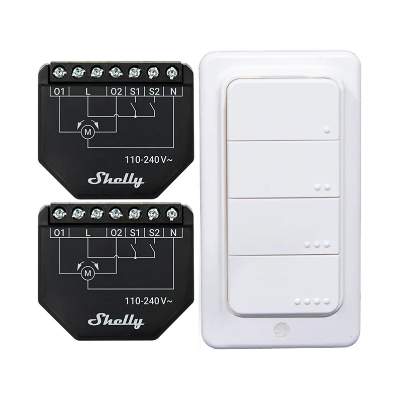 Sada 2 ovladačů pro žaluzie/záclony SHELLY Shutter + 4 tlačítka BLU RC WiFi