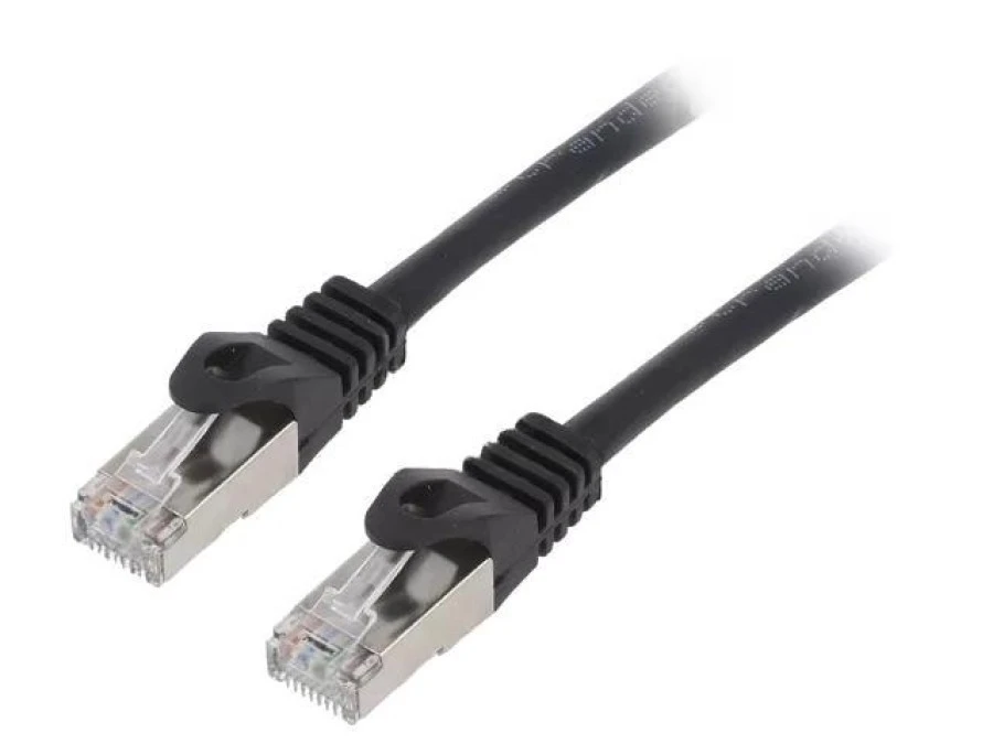 Patch cord F/UTP, Cat 6, RJ45 wtyk z obu stron, linka, CCA, 0,5m, PVC, czarny PP6‑0.5M/BK