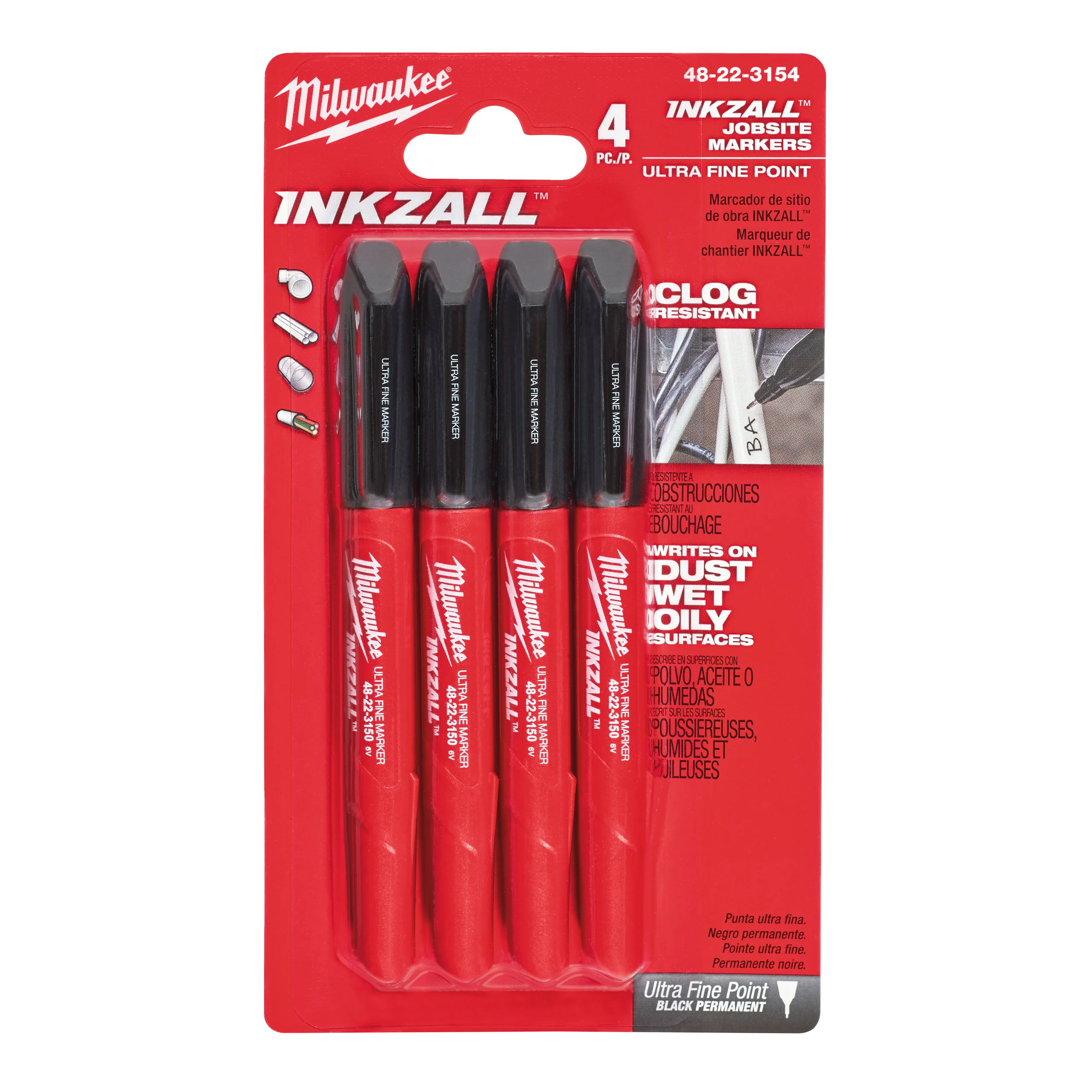 Milwaukee Cienkie markery czarne – 4szt.