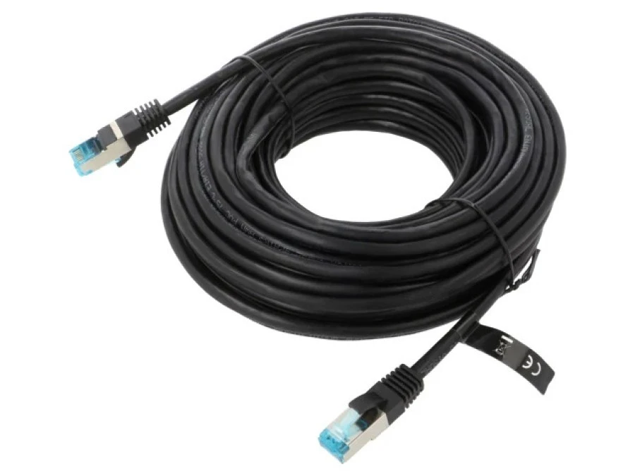 Patch cord F/UTP 5e linka Cu PVC czarny 15m 26AWG VAP‑B05‑B1500