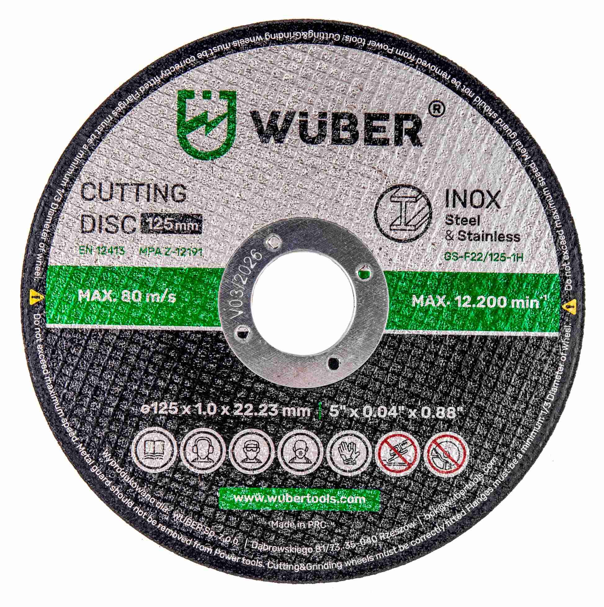 Tarcza do metalu 125×1 mm 20 sztuk WUBER