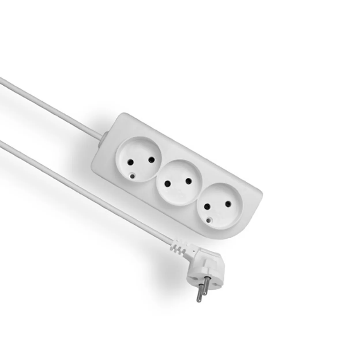 CLASSIC Przedłużacz przenośny 3 gniazda b/u 1,5m OMY 2×1 biały PSN-31,5