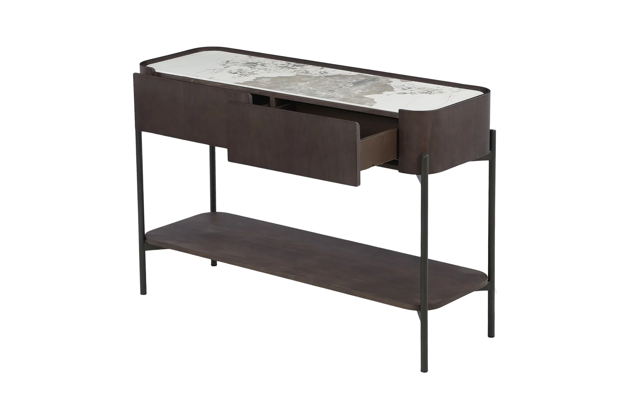 KONSOLA FORNIROWANA SOREN Z CERAMICZNYM BLATEM OD MAXLIVING