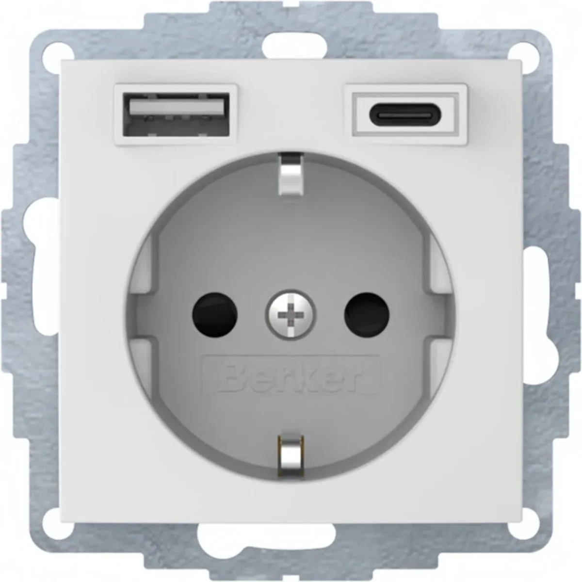B.3/B.7 Gniazdo SCHUKO z ładowarką USB A+C 2.4/3.0 A; samozaciski biały mat 48041909