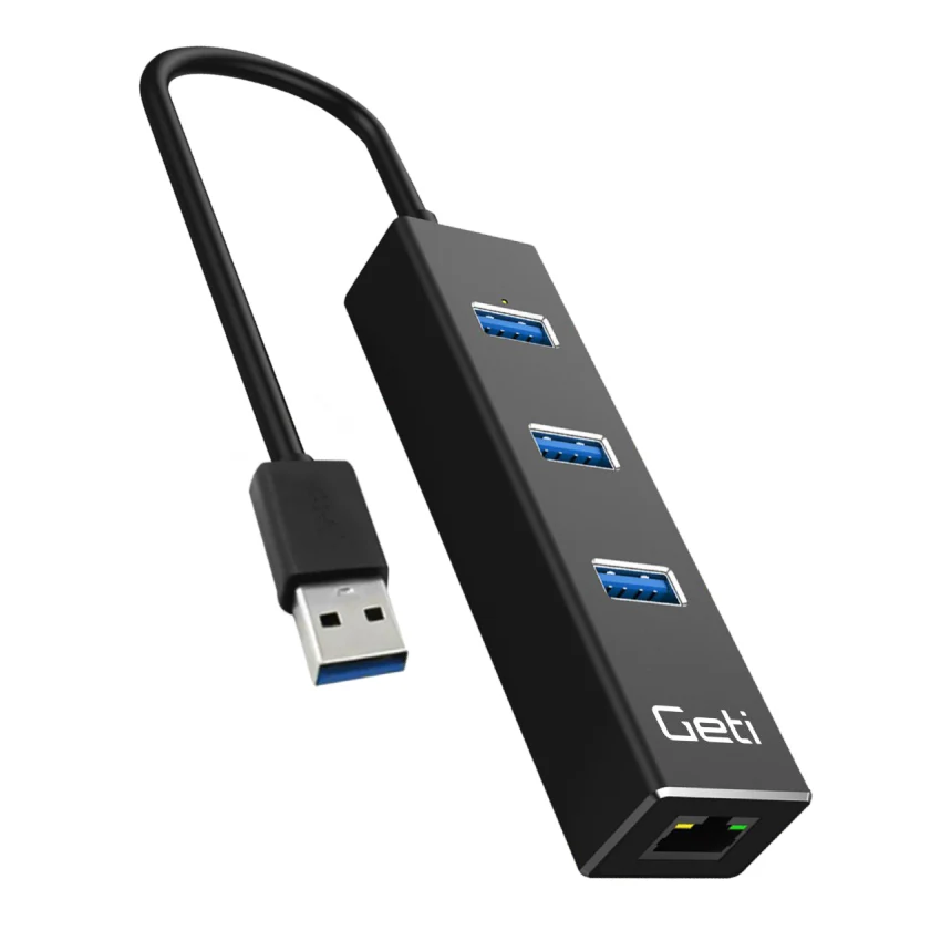 USB rozbočovač GETI GUH3AE 3x USB-A 3.0 + 1x Ethernet