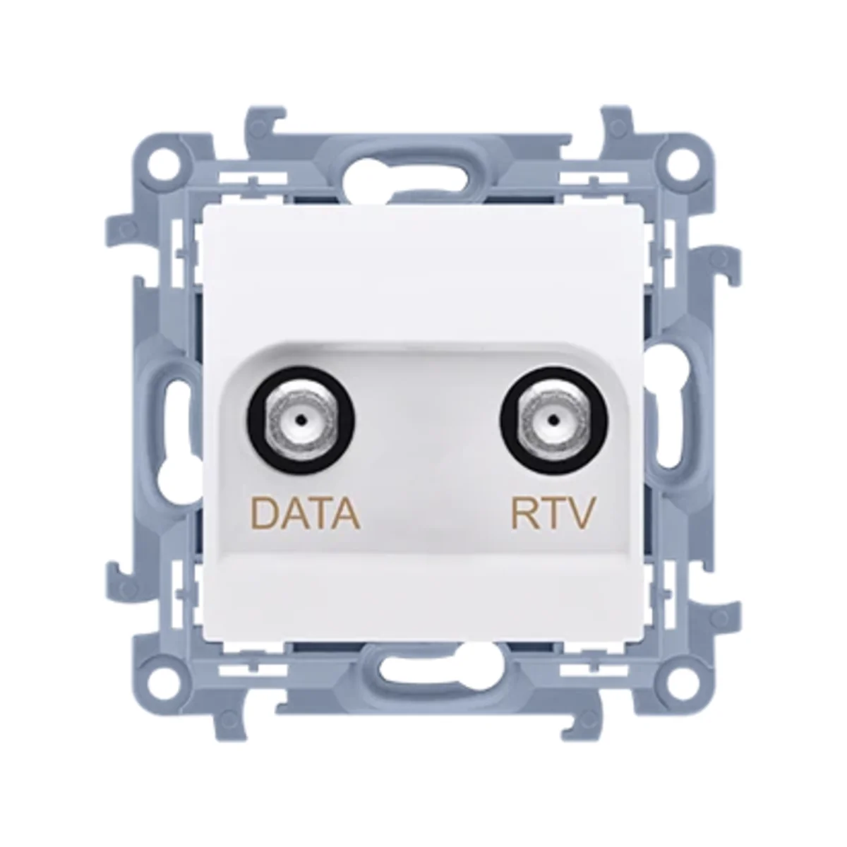 SIMON 10 Gniazdo antenowe końcowe RTV-DATA (moduł) 1x wejście 5÷1000 MHz, Wyjście 2x „F” (DATA: 5÷1000 MHz) (RTV: 88÷1000 MHz), białe CAD1.01/11