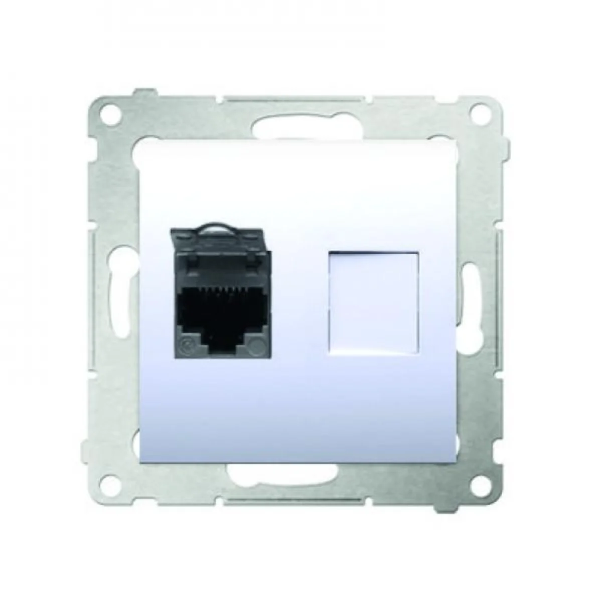 Gniazdo komputerowe pojedyncze RJ45 kategoria 6 z przesłoną przeciwkurzową (moduł) białe D61.01/11