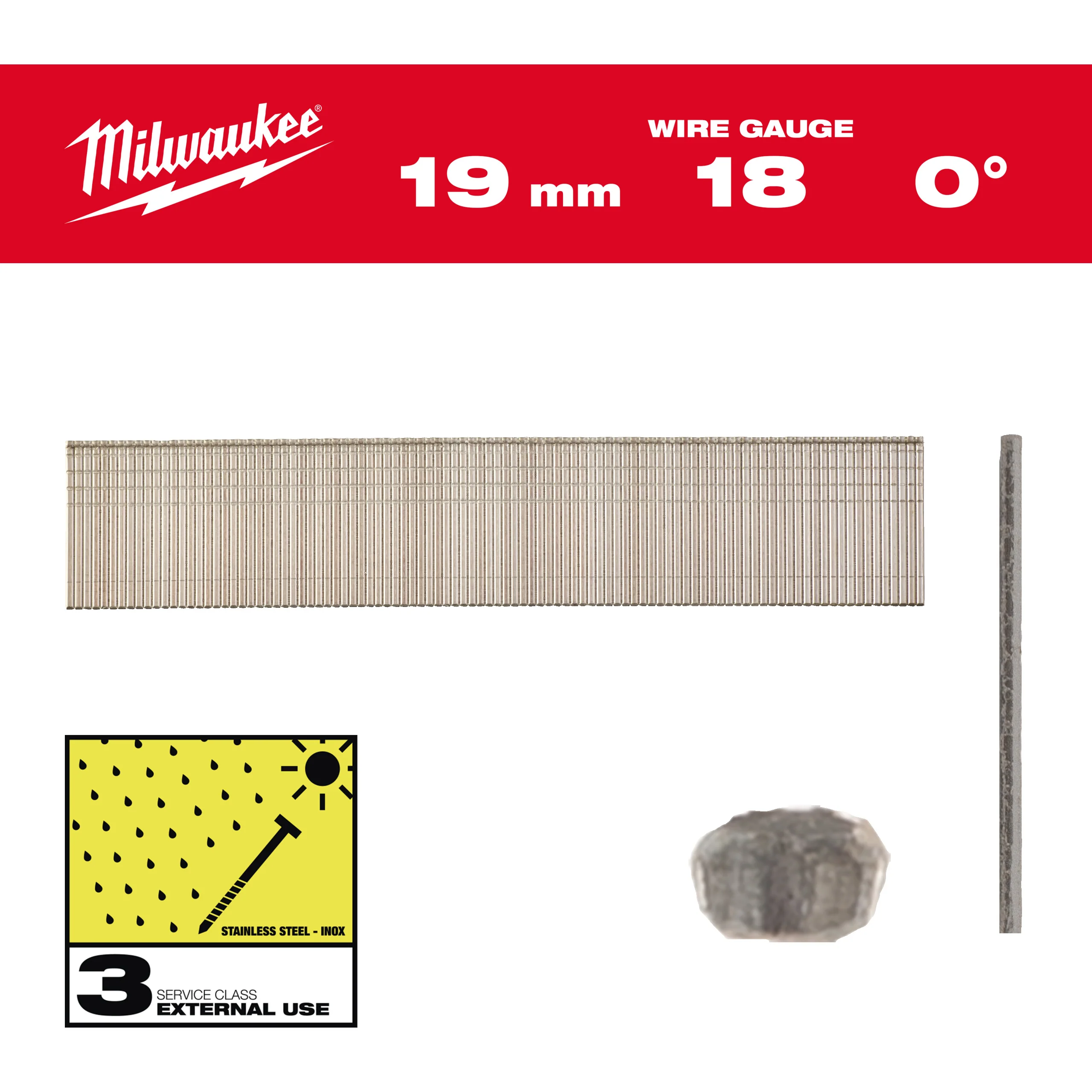 Milwaukee Sztyfty Inox 18G/19mm- 10 tys. szt. – M18FN18GS