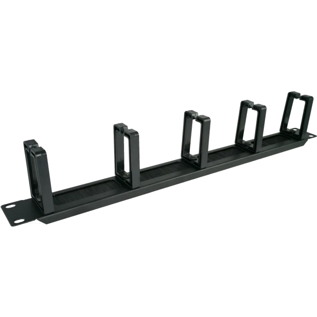 Organizator kabli 1U 19 z przepustem szczotkowym, 5 plastikowych uchwytów, czarny ALANTEC PK048