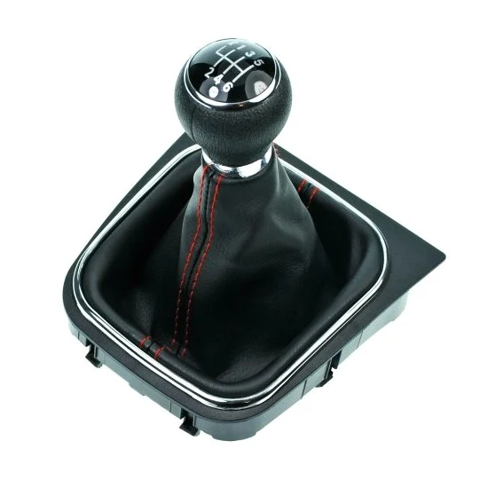 Řadící páka s manžetou VW Touran 2009 – 2012 6-stupňová převodovka červené prošití
