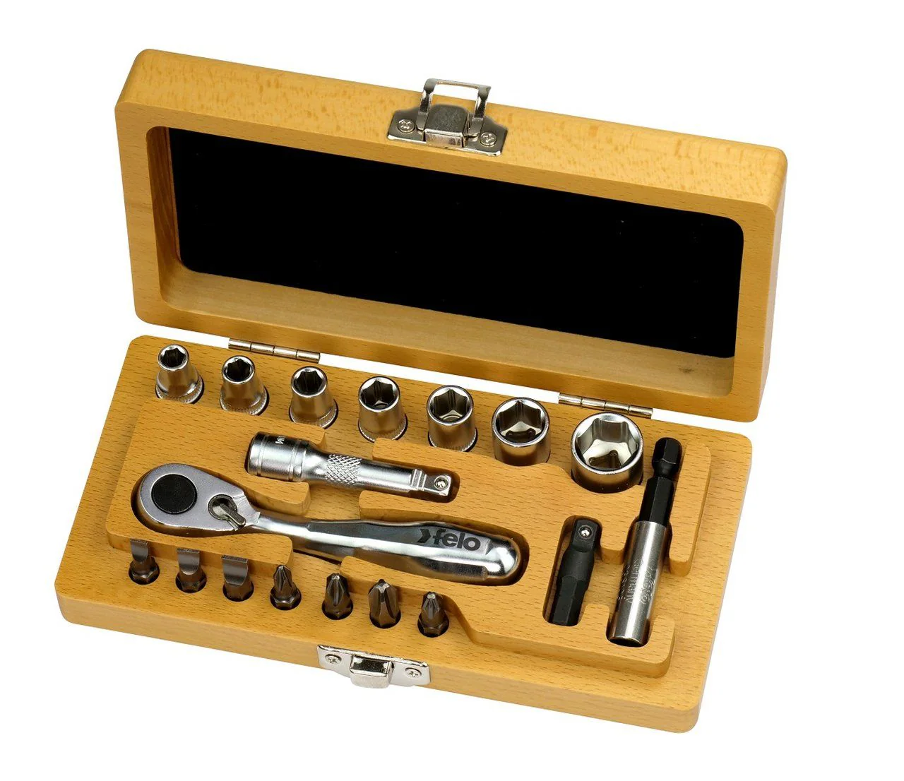 FELO Zestaw 18 narzędzi w drewnianym pudełku Felo XS Classic 1/4″ FL05771866