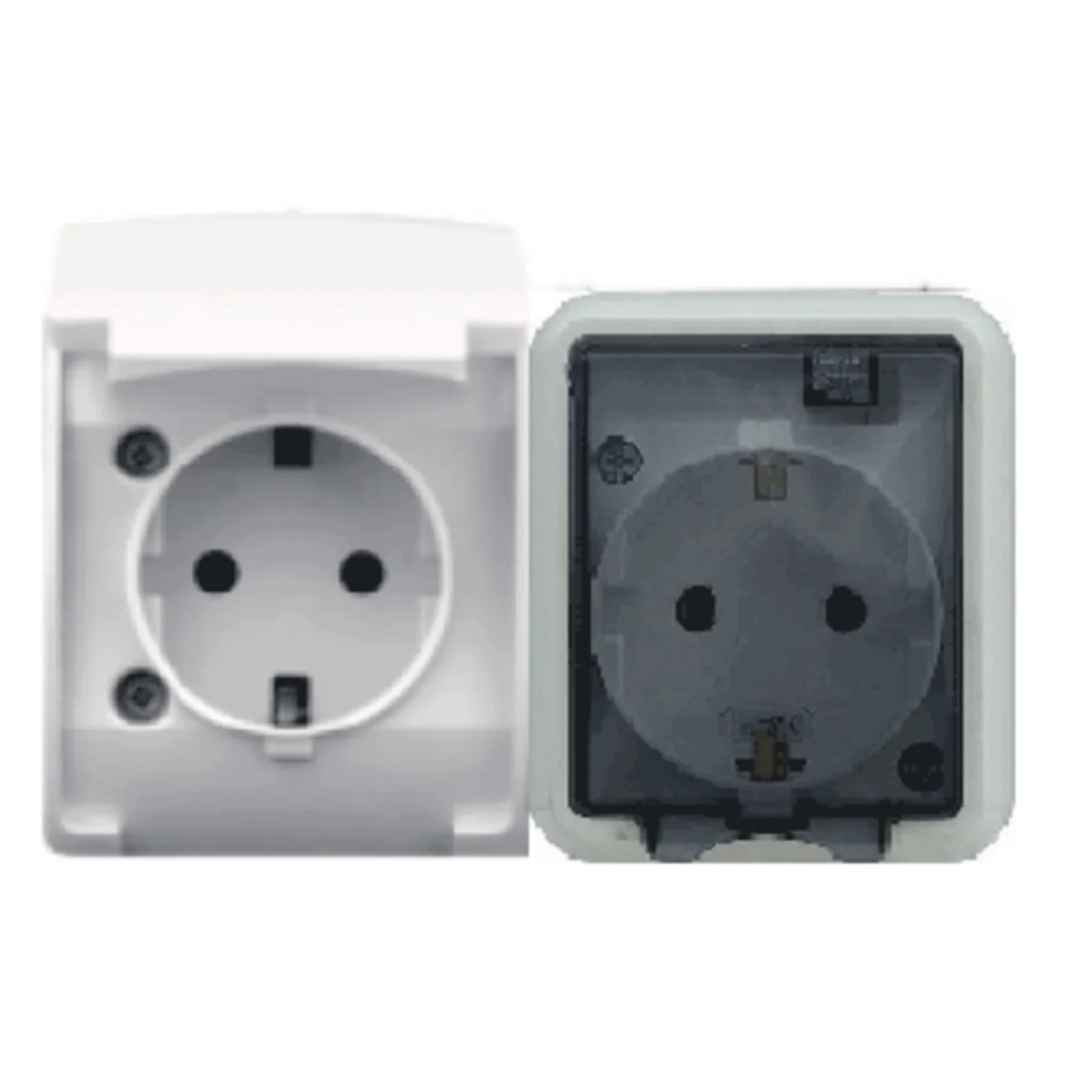 KOALA Gniazdo podwójne (2x2P+Z) schuko n/t IP44 biały z klapką dymną 182-51