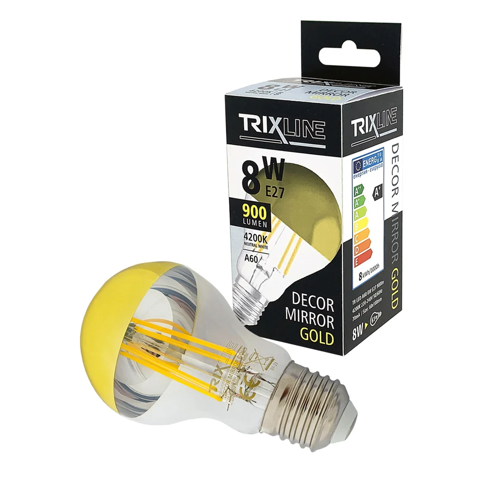 Žárovka LED E27 8W A60 bílá přírodní TRIXLINE Decor Mirror P1002 Gold