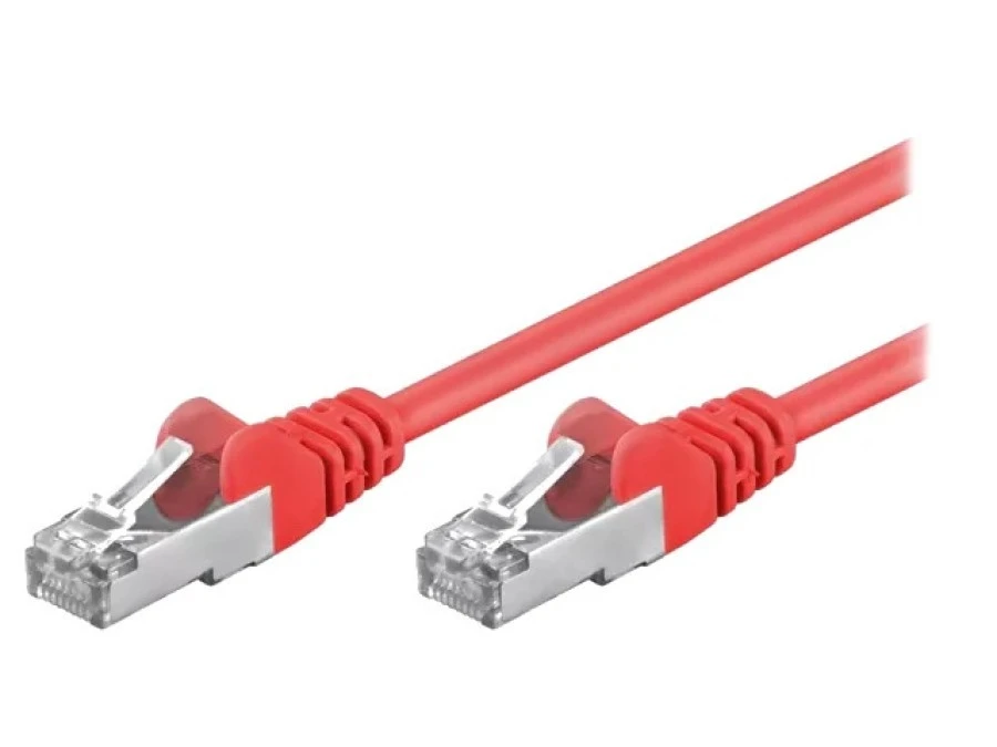 Patch cord F/UTP 5e linka CCA PVC czerwony 10m 26AWG 50156