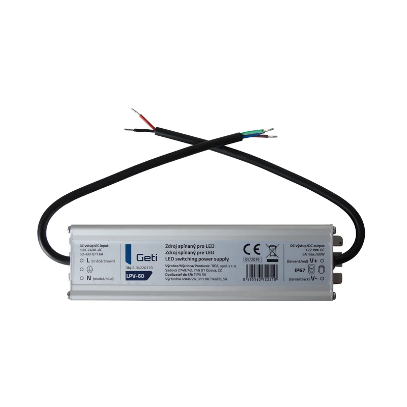 Zdroj spínaný pro LED 12V/ 60W GETI LPV-60