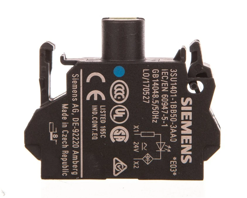 Oprawka blok LED niebieski 24V AC‑DC montaż czołowy przył sprężynowe SIRIUS ACT 3SU1401‑1BB50‑3AA0