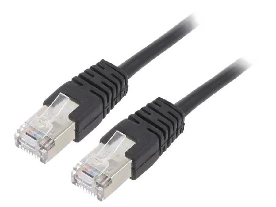 Patch cord F/UTP, Cat 5e, RJ45 wtyk z obu stron, linka, CCA, 1m PP22‑1M/BK