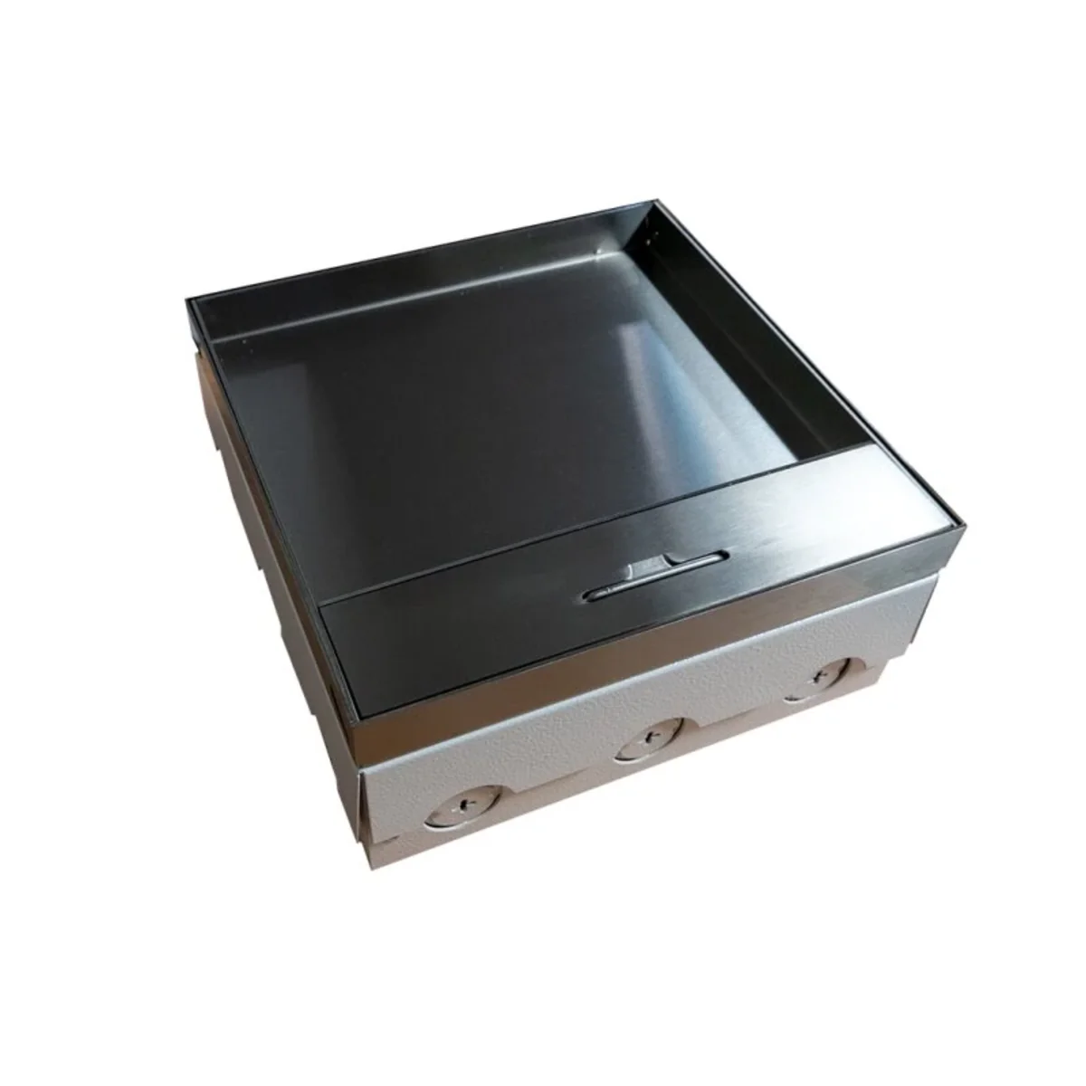 Box podłogowy 12M – puszka podłogowa do montażu gniazd standardu 22,5×45 mm ( 45×45 mm) EM/FLB-SPF200S